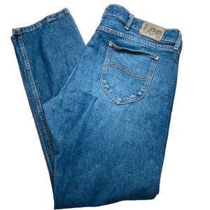 Lee Straight Leg Jeans Men 42x32 Blue Stretch Denim Pants‎